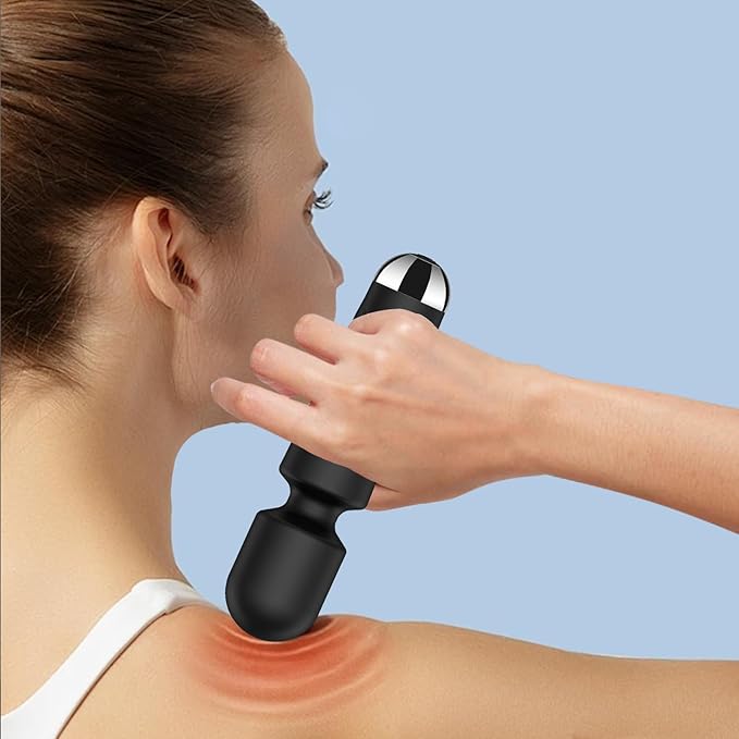 Back Small Bullet Massage for Women - Rechargeable Electric Body Mini Personal Massager - for Foot - Arm Muscle Relaxation (Black)