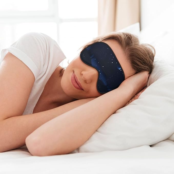 Dark Blue Night View Head-Mounted Double-Sided Light-Blocking Sleeping Eye mask to Protect Eyes and Relieve Eye Fatigue