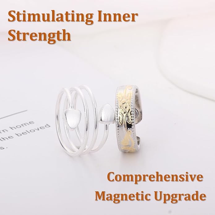 Magnetic Copper Rings Set for Women, Elegant Lymphatic Jewelry Gifts, Vintage Adjustable Vine Design