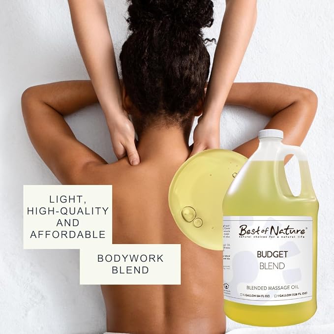Best of Nature Budget Blend Massage & Body Oil - Affordable, Lightweight Moisturizer for Therapists & Spas, 5 Gallon Bulk Size