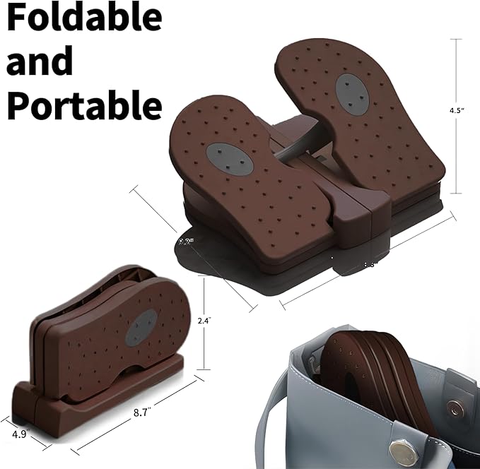 Mini Foldable Leg Exerciser | Portable Foot Pedal Exercise Machine | Under Desk Stepper for Leg Muscle Training, Leg Circulation & Home Office Use