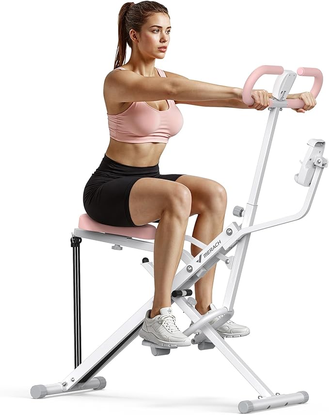 MERACH Upgraded Squat Machine for Women, Smart Row and Deep Squat Trainer with Tablet Stand, Adjustable Resistance & 350LB Weight Capacity, Foldable Home Exercise Equipment, Connect MERACH APP