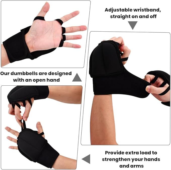 2 Pack Weighted Gloves for Tremors, Adjustable Hand Stability Aid for Parkinson's Patients, Writing Stability & Strengthening, Hand Grip Strength Trainer (Black)