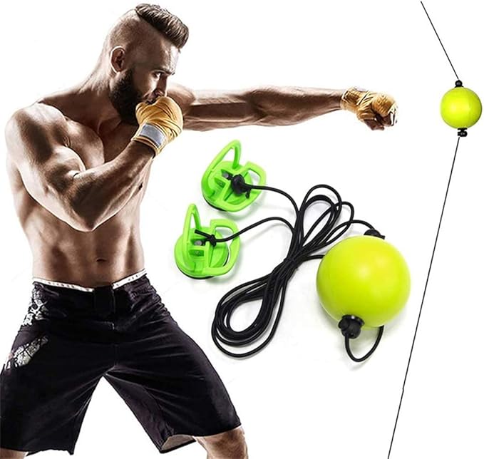 Boxing Reflex Ball Quick Puncher MMA Sports for Training Speed,Focus and Reaction Trainer Green