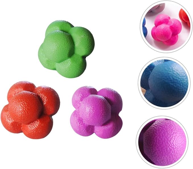 Totority 3pcs Hexagonal Agility Reaction Balls High Training Equipment for Hand Eye Coordination Indoor Drills and Sports Practice Random Color