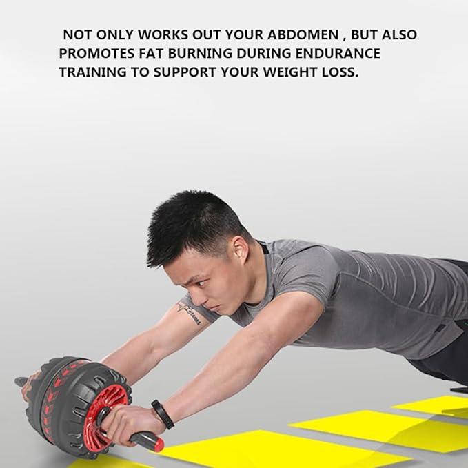 Balacoo Double Wheel Ab Roller with Knee Pad, Silent Return Fitness Roller Wheel for Home Workout, Abdominal Exercise Equipment for Strength Training