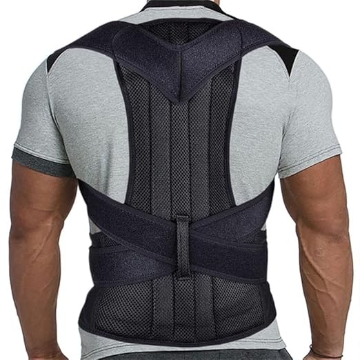 MBROS Adjustable Posture Corrector Lumbar Back Support Brace Breathable Deportment Corset for Spine Back Stretcher Orthopedic Back (Color : Black, Size : XL)