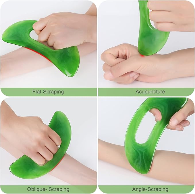 2 PCS Large Gua Sha Massage Tool, Resin Guasha Scraping Tool Multi-Functional Handheld Lymphatic Drainage Drain Scraper, Sore Muscles Massager for Tension Knots Relaxation, Myo-fascial Release