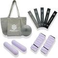 Pilates Pro Power Pack - Workout Essentials - 2.2lb Hand Weights, 2.2lb Ankle Weights/Wrist Weights, Resistance bands, Pilates Ball, Canvas Tote Bag - For Beginners or Advanced - Home or Gym/Studio Use.