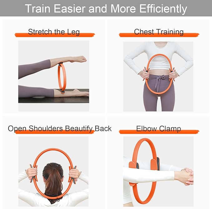 Pilates Ring 14.7 Inch Magic Fitness Circle Durable TPE Padded Handles Exercise Equipment for Toning Strengthening Thigh Abs, Legs and Arms