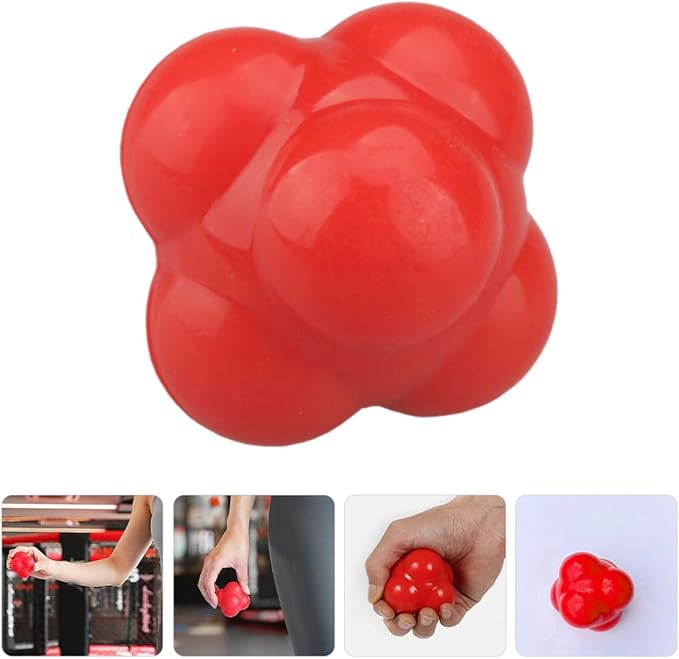 Hexagonal Fitness Reaction Ball 68Mm Large Red Silicone Agility Training Ball for Speed, Coordination, and Hand-Eye Reflexes Indoor Sports Exercise