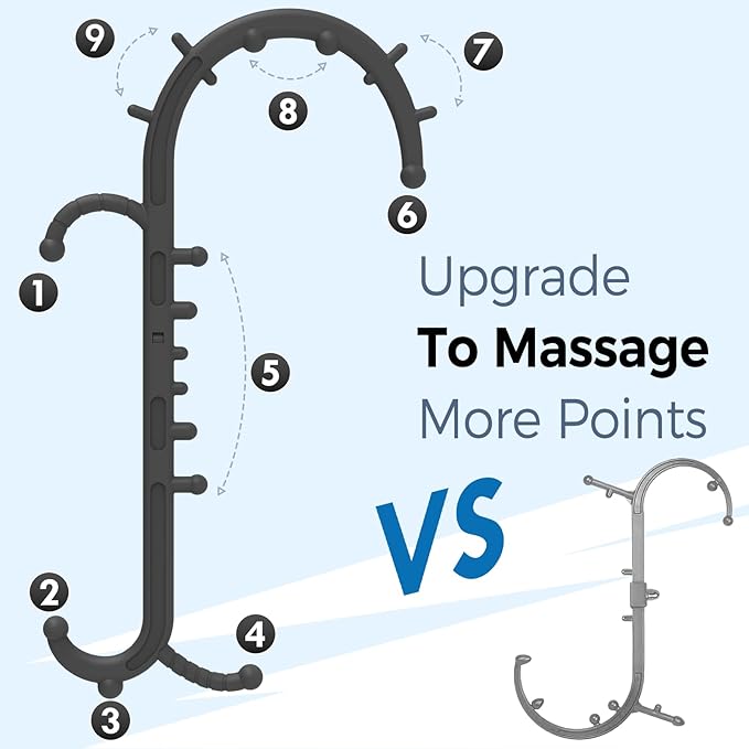 Back and Neck Massager for Pain Relief Deep Tissue, Upgraded Full Body Trigger Point Cane Massage Tools, Therapy Massage Stick Pressure Point Hook, Muscle Knot Remover Tool (Black)