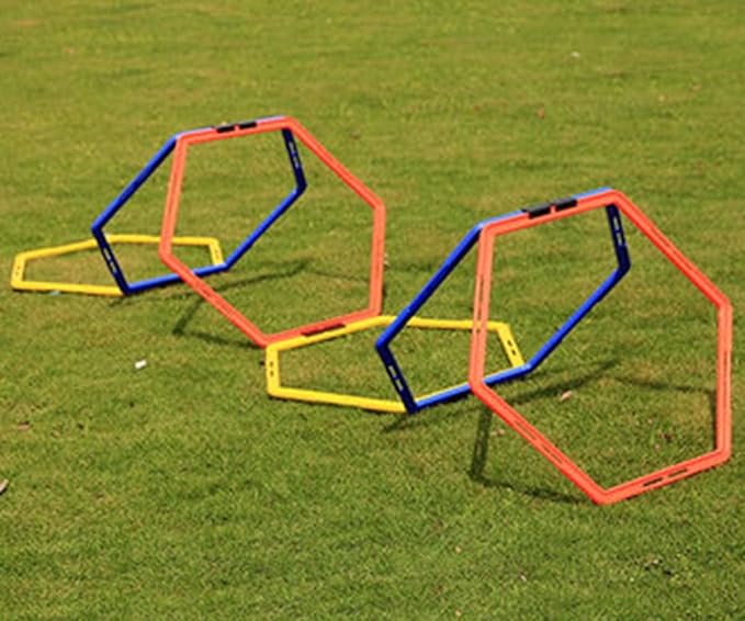 Hexagon Agility Ring Training Circle Ring Speed Agility Ladder Physical Training Ring Football Footwork Trainer Hurdles Agility Ladder Fitness Equipment Multicolor Training Ring 3Pcs