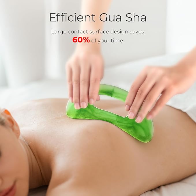 Scienlodic Body Gua Sha Massage Tool with Handle, Larger Guasha Tool for Back Neck Face Leg Massage, Lymphatic Drainage, Cellulite Remove