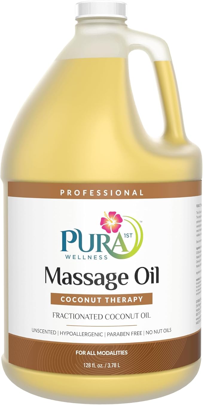Coconut Therapy 1 Gallon Massage Oil, Coconut Oil, Professional, Massage Therapy, Deep Tissue, Unscented, Natural Ingredients, Skin Hydrating, Moisturizing, Muscle Relief, for Bruising