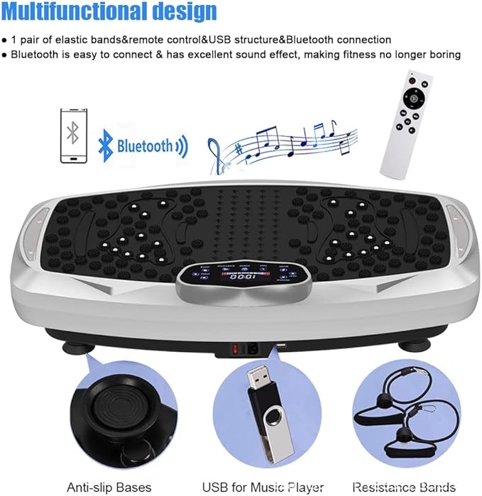 Vibration Plate Exercise Machine,Whole Body Vibration Platform Machine,Fitness Vibration Trainer for Weight Loss Shaping Toning Home Gym