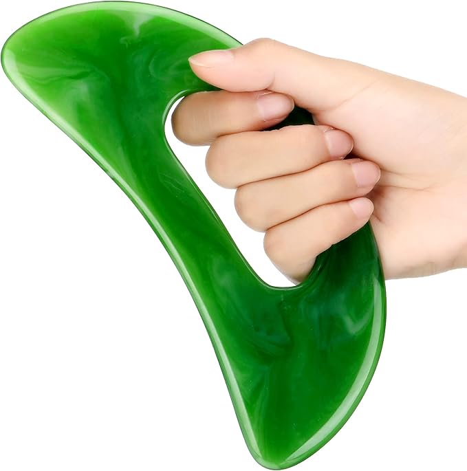 Gua Sha Massage Tool with Handle Resin Massage Tools Lymphatic Drainage Massager Body Shaping Gua Sha Tools for Full Body Men Women Birthday Festival Holiday Present (Green)