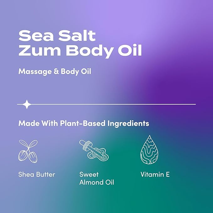 Indigo Wild Zum Sea Salt Body Oil - Nourishing Body Massage Oil for Massage Therapy & Hydration - Nourishing, Vegetarian Massaging Oil with Sweet Almond Oil - 4 fl oz