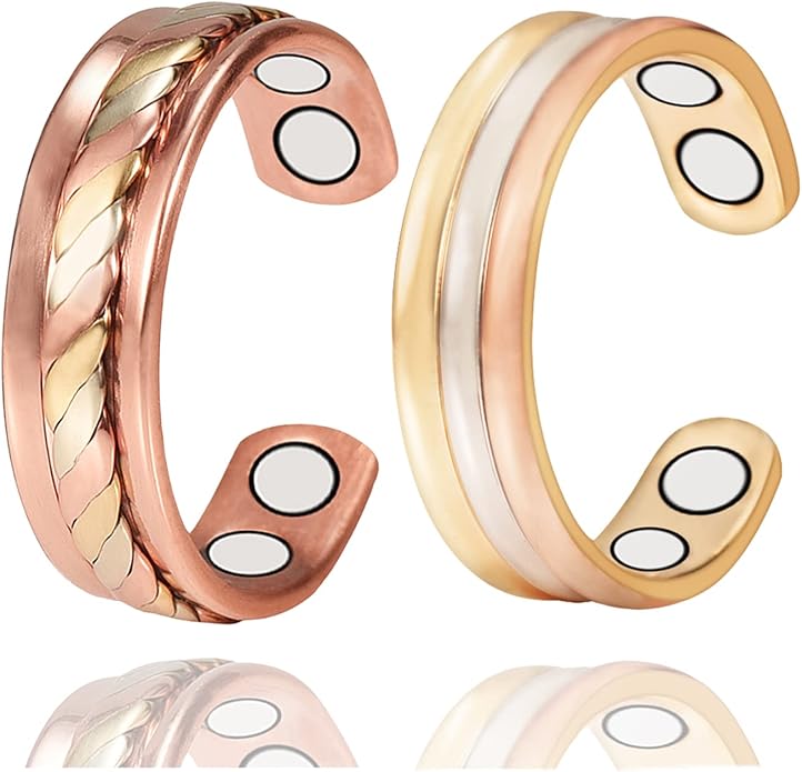 Copper Rings for Women, Pure Copper Adjustable Magnetic Ring （FUTI）
