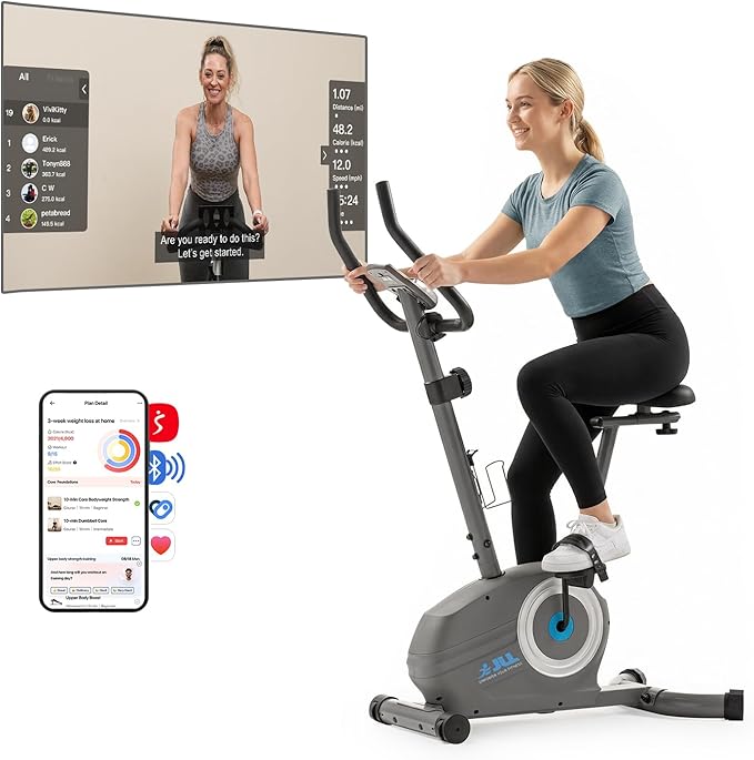 JLL Magnetic Exercise Bike - Indoor Stationary Cycling Bike with Free Fitness App, Adjustable Comfortable Seat, Low Noise Indoor Cycling Bike for Home Gym
