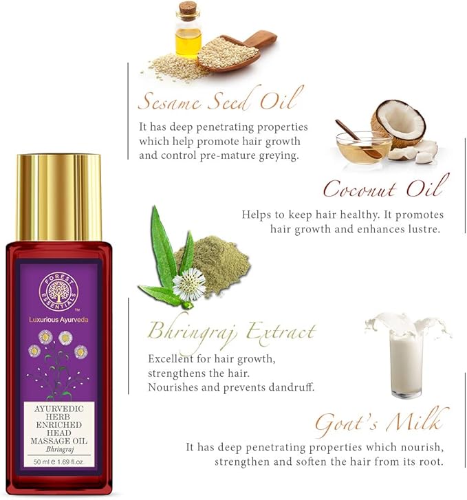 Forest Essentials Ayurvedic Herb Enriched Head Massage Oil, Bhringraj, 50ml