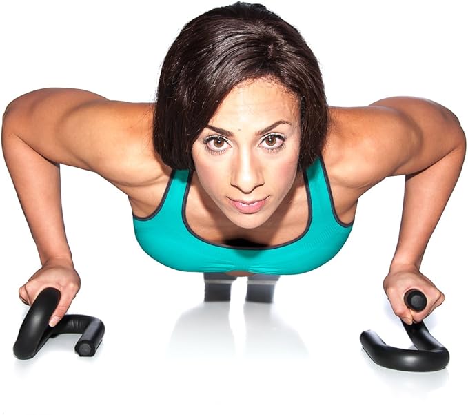 FFO Metal Push up Bar with Foam Grips on Handles. No Slip Pad on Pushup Stands. - Perfects Push ups. Builds Arms, Back, Chest, and Shoulder Strength. Great for P90X Workouts, CrossFit, Calisthenics
