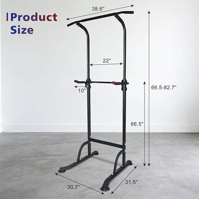 MIUDGIG Adjustable Height Dip Bar Station, Multi-function Dip Station Pull Up Bar Full Body Strength Training Workout Fitness Equipment for Tricep Dips, Heavy Duty Dip Station for Home Gym