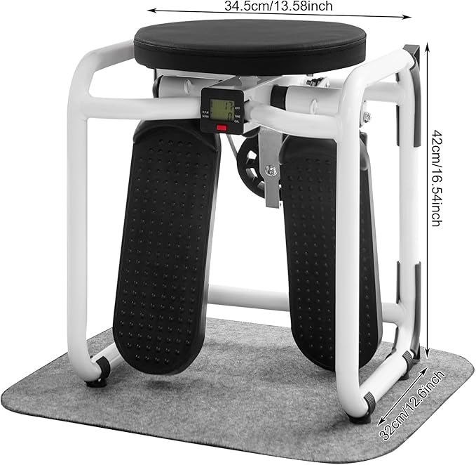 3-in-1 Multi-Function Stepper with Seat Mini Sport Stepper with Resistance Bands & Mat Stair Stepper Machine for Home Workout, Waist Legs Full Body Exercise