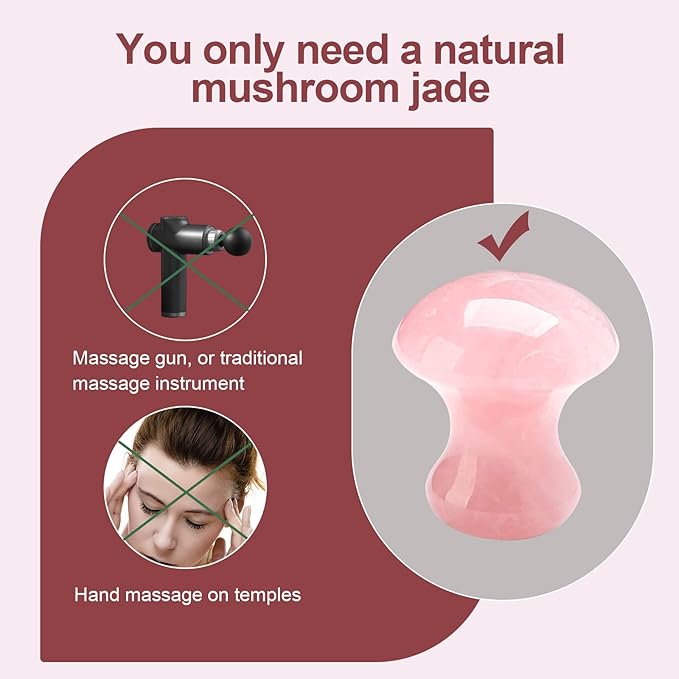 Mushroom Gua Sha, Rose Quartz Mushroom Massage Tool for Muscle Relaxing Women Facial Skin Care