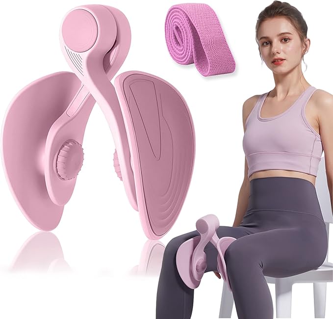 Pelvic Floor Exercise Devices, Inner Thigh Kegel Exerciser, Kegel Trainer for Postpartum Rehabilitation, Exerciser of Thigh at Home, Hip Under Desk Exercise Men Women with Band