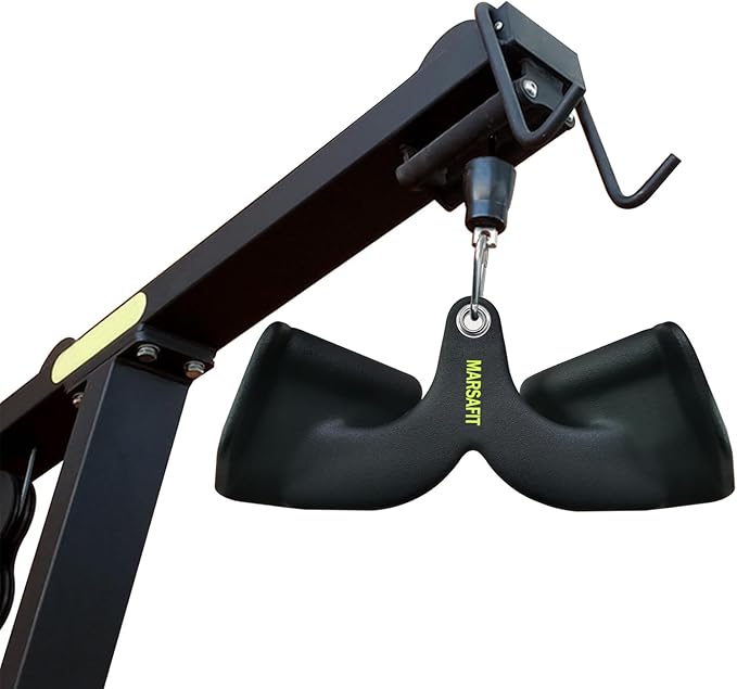 Home Gym Fitness Rowing T-bar V-bar Pulley Cable Machine Attachment, Bicep Curl Tricep LAT pulldown Bar Back Strength Training Handle Grips LAT Pull Down Bar for Seat Row Workout