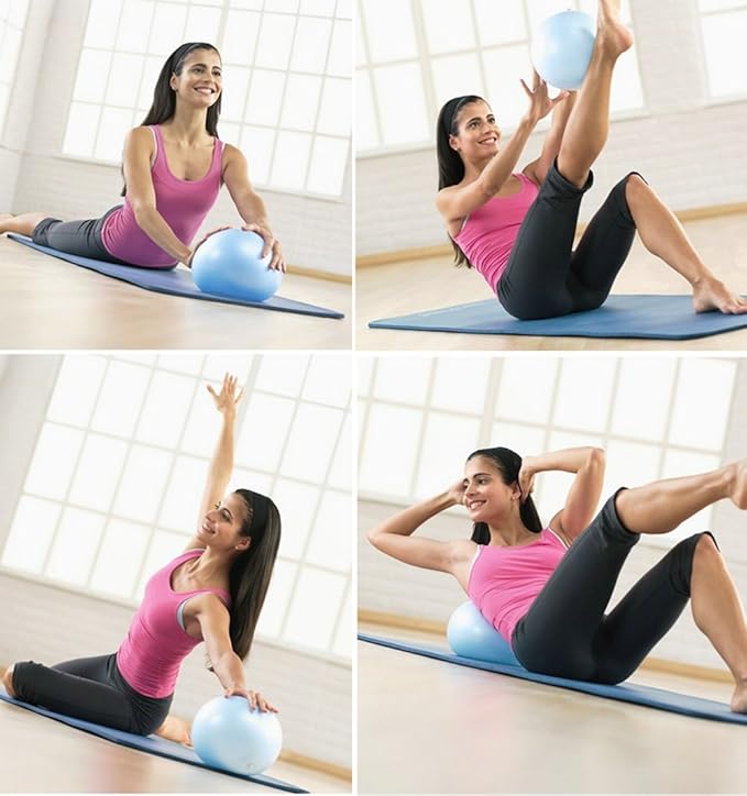 Mini Yoga Pilates Ball 10 Inch for Stability Exercise Training Gym Anti Burst and Slip Resistant Balls with Inflatable Straw