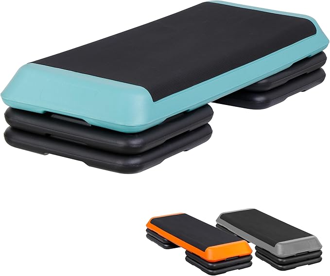 Adjustable Workout Aerobic Stepper, Exercise Step Platform Trainer with 4 Risers,Non-Slip Surface for Home Gym Workout Training
