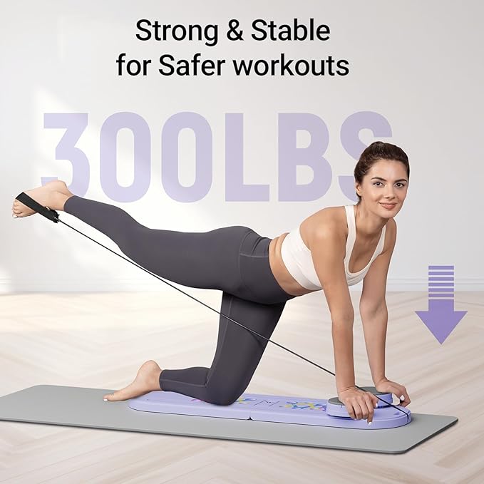 Pilates Board,15 in 1 Pilates Reformer Set, Foldable Pilates Reformer Machine with Resistance Bands, Home Pilates Kit, Portable Foldable Ab Trainer for Home Workout