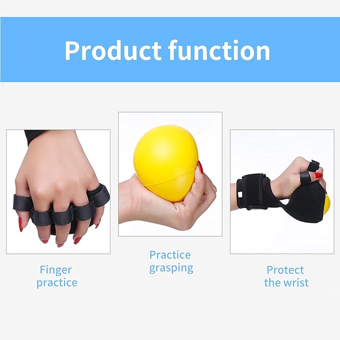 Anti-spasticity Ball Splint Hand Finger for Hand Stroke Hemiplegia Finger Recovery Spasm Dystonia Hemiplegia Finger Training Hand Functional Impairment for Children and Men and Women (Small)