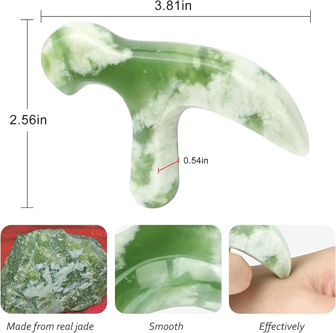 2Pcs Trigger Point Massage Tool, Deep Tissue Reflexology Acupressure, Jade Massage Tools, for Full Body Relaxing Myofascial Release Pain Relief, Natural Real Jade SPA