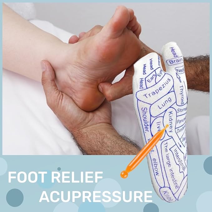 COLSA Reflexology Socks with Tools,Acupoint Socks Set,Beginner Acupoint Massage Tools Large Triangular Sparrow+acupoint Stick(2pcs Men+Gloves)