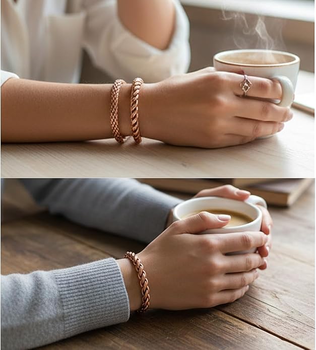 Touchstone copper bracelets | gift for men women |adjustable 100% pure solid real magnetic jewelry | handmade bracelet set combo | rope braided tibetan bangles.