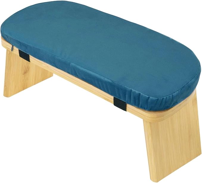 Yoga Meditation Bench Kneeling Stool, Foldable, Wood, with Removable Cushion Ergonomic Prayer Bench Meditation Stool