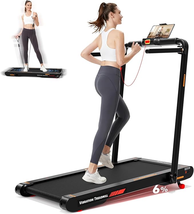 Lysole Folding Walking Pad Treadmill with Vibration&Incline,4-in-1 Under Desk Treadmills for Home&Office,350LBS Capacity,0.3-7.5MPH Speed,LED Display,Portable Treadmill with APP&Remote Control