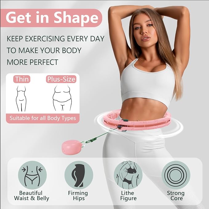 30/24/12 Knots, Upgraded Magnetic Lock Weighted Hula Hoop for Kids Adults Weight Loss, Infinity Hoop Plus Size, Home Indoor Outdoor, Fitness Exercise, Abdominal Toner