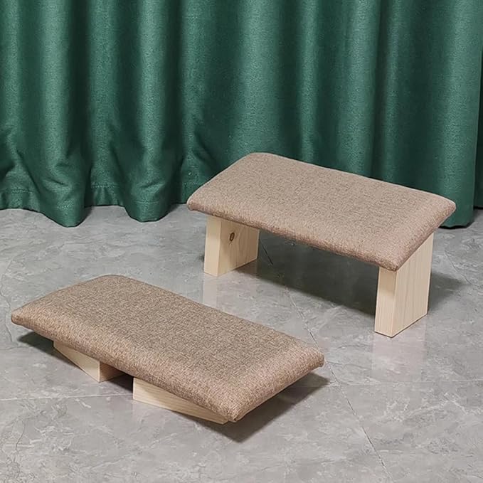 Meditation Stool, Solid Wood Folding Meditation Stool, Easy to Carry Out, Yoga Meditation Stool, Kneeling Tea Stool, Inclined Stool,Beige