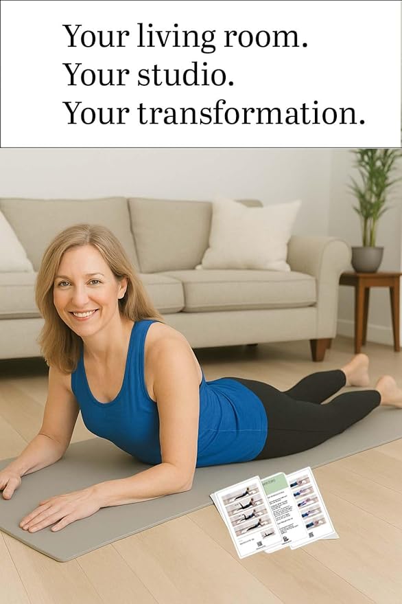 52 Pilates Cards - 40 exercises with Pilates Instructor- Mat Pilates workout cards - Detailed photos and video Instructions - Do Pilates at Home- No equipment needed.