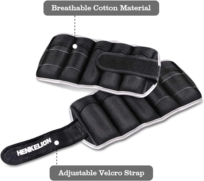 Henkelion 1 Pair 2 3 5 10 Lbs Adjustable Ankle Weights for Women Men Kids, Strength Training Wrist and Ankle Weights Sets for Gym, Fitness Workout, Running, Lifting - Black Grey Pink Blue Purple