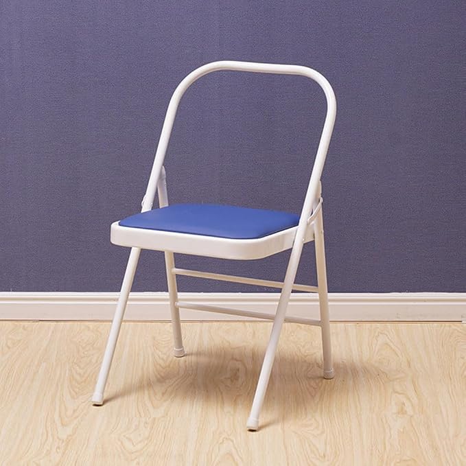 Pilates Yoga Chair,Foldable Yoga Auxiliary Chair,Folding Balance Handstand Training Tool,Metal Back Bender Lounge Inversion Trainer for Home and Studio,Blue