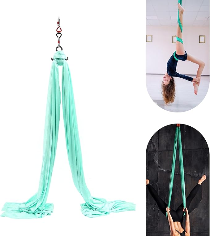 6m Aerial Yoga Practice Polyester Strap Aerial Equipment Yoga Hammock Practice Kit Green