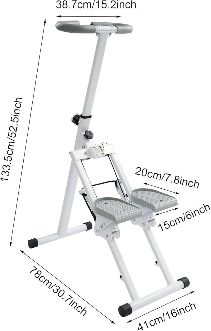Folding Vertical Stair Stepper for Home Use, Cardio Full Body Workout Machine with LCD Monitor | 220 LBS Max Capacity, 3-Level Adjustable Anti-Slip Pedals| Portable Stair Climber for Home Gym