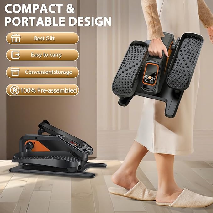 Under Desk Elliptical Machine, Electric Elliptical as Seen on TV for Seniors Adults with 15 Adjustable Speed, Quiet & Portable Electric Seated Pedal Exerciser with Remote Control & 5 Auto Mode