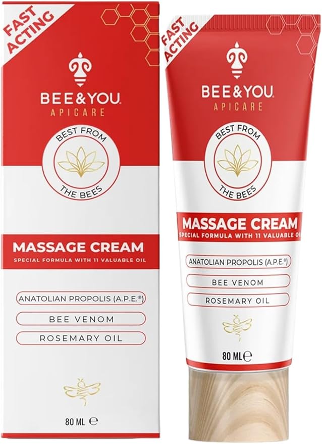 BEE and You Massage Cream – Propolis, Bee Venom & 11 Herbal Oils – Soothing Body & Foot Massage – Spa-Like Relaxation – Clean Formula - 2.7 fl oz