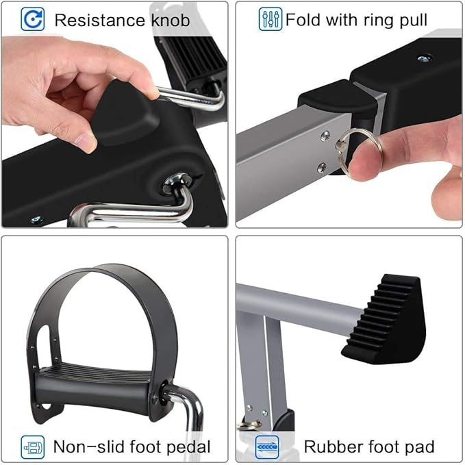 Foldable Under Desk Exercise Bike Portable Arm and Leg Pedal Exerciser